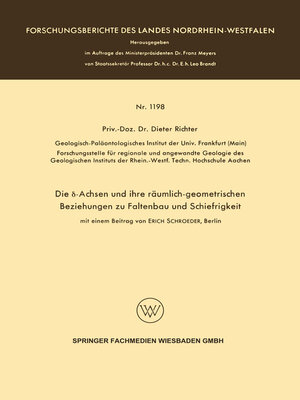 cover image of Die δ-Achsen und ihre räumlich-geometrischen Beziehungen zu Faltenbau und Schiefrigkeit